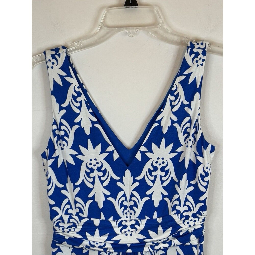 BODEN Damask Maxi Dress Navy White Floral Sleeveless Jersey Stretch 4 Petite - Picture 4 of 10